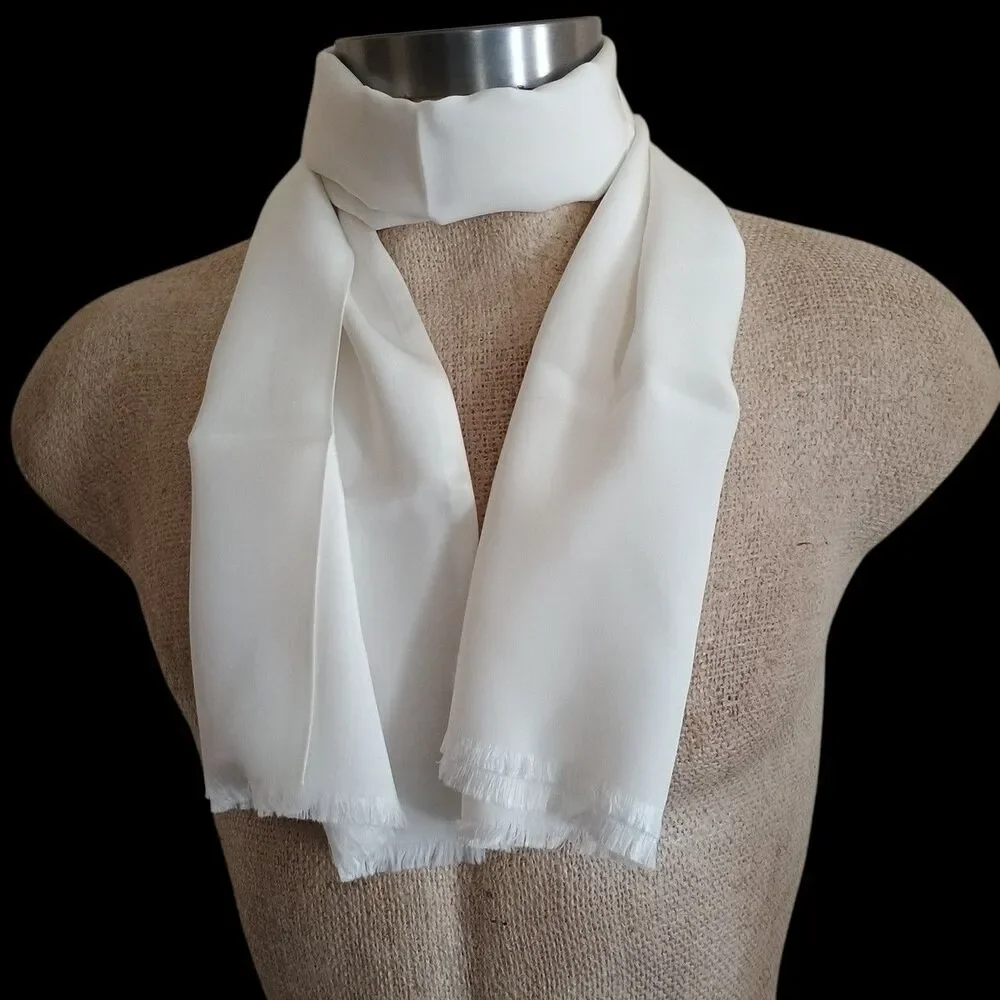 CHRISTIAN DIOR Long Silk Scarf Ivory Unisex Classic Designer Money New